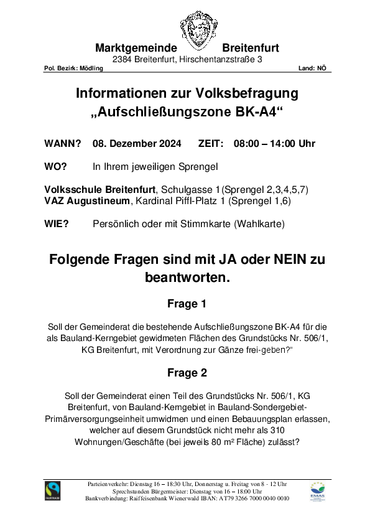 Informationen zur Volksbefragung "Aufschließungszone BK-A4"