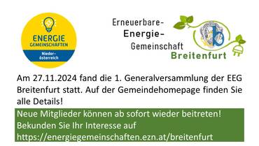 1. Generalversammlung der Erneuerbare-Energie-Gemeinschaft Breitenfurt